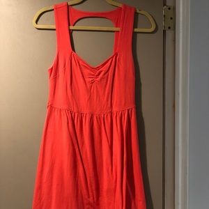 Soft cotton dress; with back cut out; coral Dress